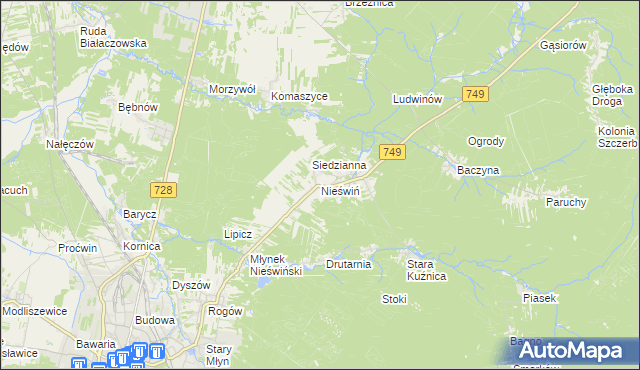 mapa Nieświń, Nieświń na mapie Targeo