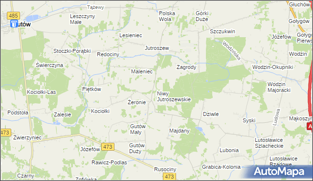 mapa Niwy Jutroszewskie, Niwy Jutroszewskie na mapie Targeo