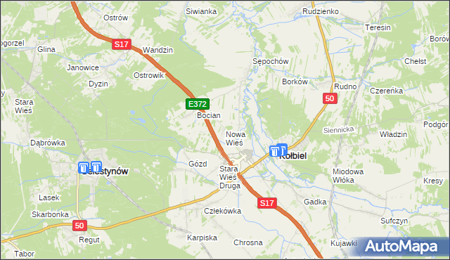 mapa Nowa Wieś gmina Kołbiel, Nowa Wieś gmina Kołbiel na mapie Targeo