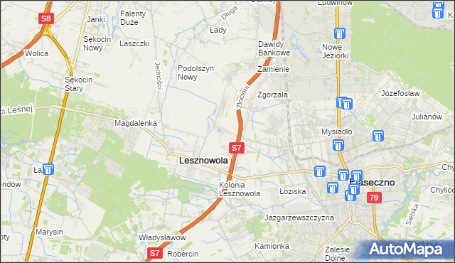 mapa Nowa Wola gmina Lesznowola, Nowa Wola gmina Lesznowola na mapie Targeo