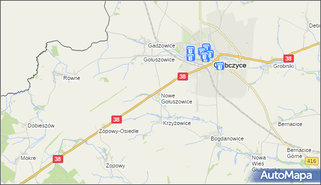 mapa Nowe Gołuszowice, Nowe Gołuszowice na mapie Targeo