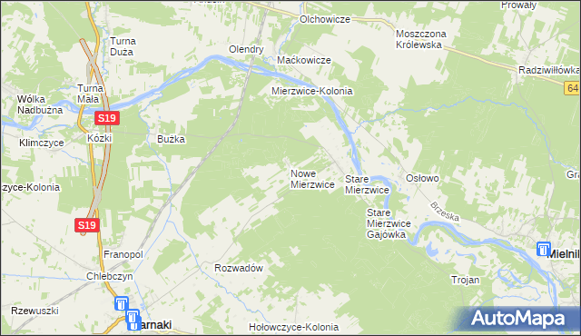 mapa Nowe Mierzwice, Nowe Mierzwice na mapie Targeo