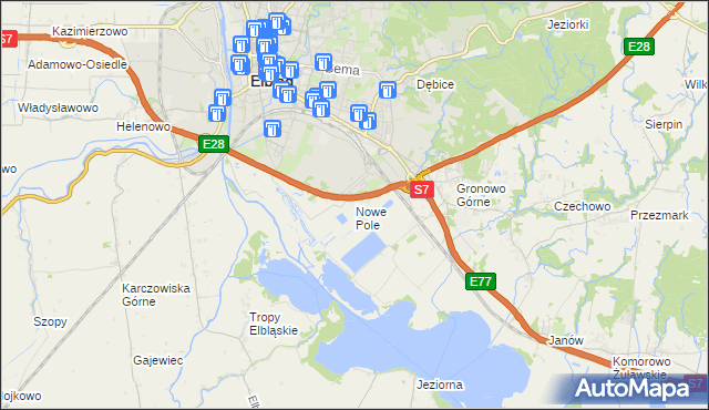 mapa Nowe Pole gmina Elbląg, Nowe Pole gmina Elbląg na mapie Targeo