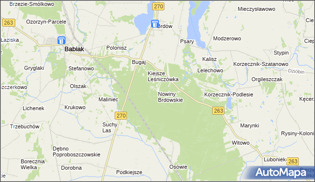 mapa Nowiny Brdowskie, Nowiny Brdowskie na mapie Targeo
