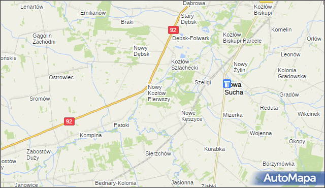 mapa Nowy Kozłów Drugi, Nowy Kozłów Drugi na mapie Targeo