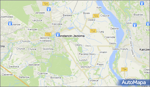 mapa Obory gmina Konstancin-Jeziorna, Obory gmina Konstancin-Jeziorna na mapie Targeo