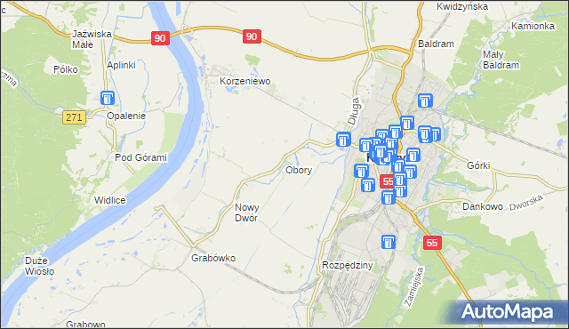 mapa Obory gmina Kwidzyn, Obory gmina Kwidzyn na mapie Targeo