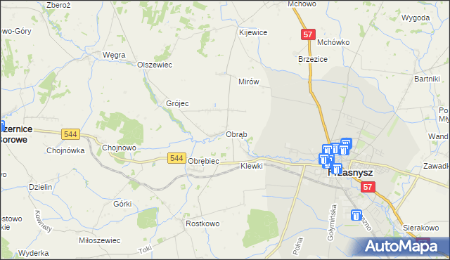 mapa Obrąb gmina Przasnysz, Obrąb gmina Przasnysz na mapie Targeo