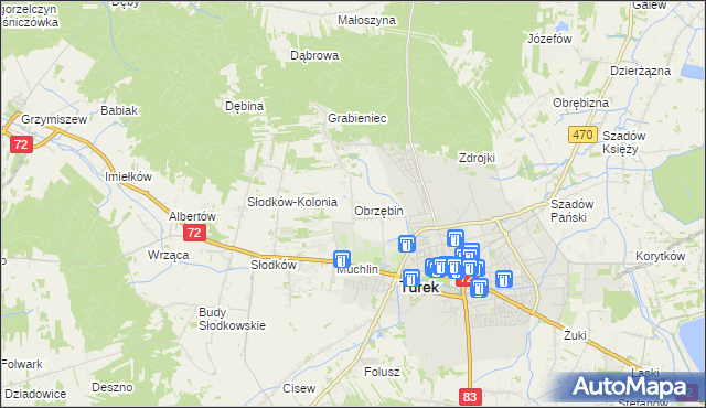 mapa Obrzębin, Obrzębin na mapie Targeo