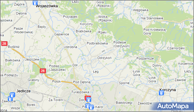 mapa Odrzykoń, Odrzykoń na mapie Targeo