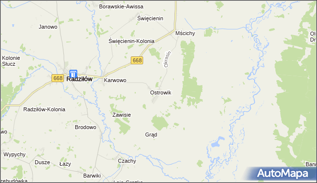 mapa Okrasin gmina Radziłów, Okrasin gmina Radziłów na mapie Targeo