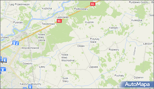 mapa Ołdaki gmina Rzekuń, Ołdaki gmina Rzekuń na mapie Targeo