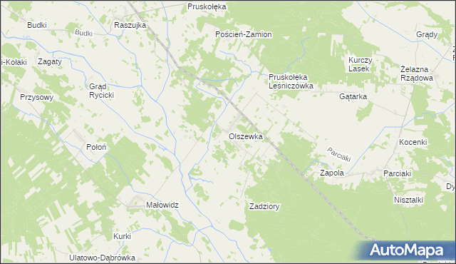mapa Olszewka gmina Jednorożec, Olszewka gmina Jednorożec na mapie Targeo