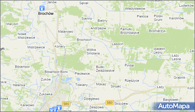 mapa Olszowiec gmina Brochów, Olszowiec gmina Brochów na mapie Targeo
