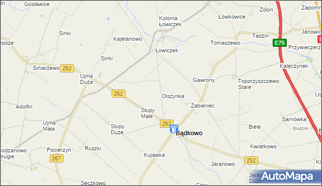 mapa Olszynka gmina Bądkowo, Olszynka gmina Bądkowo na mapie Targeo