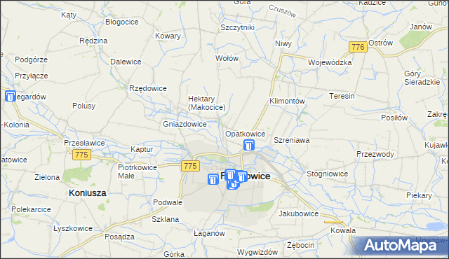 mapa Opatkowice gmina Proszowice, Opatkowice gmina Proszowice na mapie Targeo