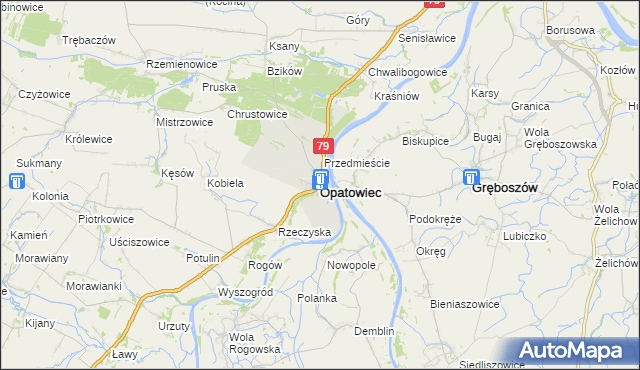 mapa Opatowiec powiat kazimierski, Opatowiec powiat kazimierski na mapie Targeo