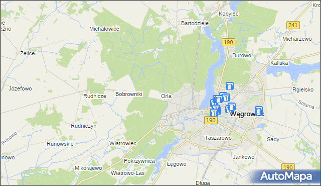 mapa Orla gmina Wągrowiec, Orla gmina Wągrowiec na mapie Targeo