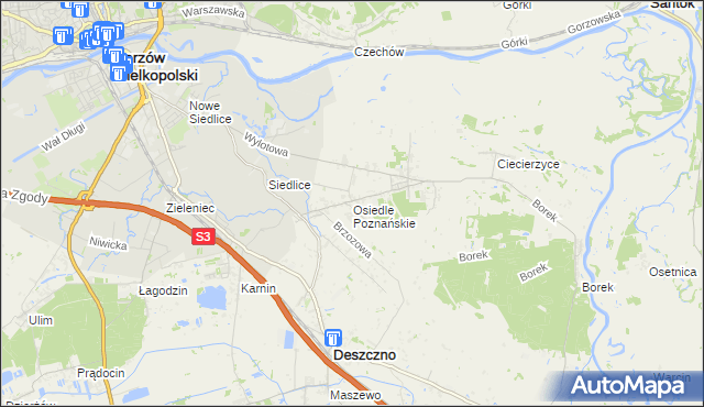 mapa Osiedle Poznańskie, Osiedle Poznańskie na mapie Targeo