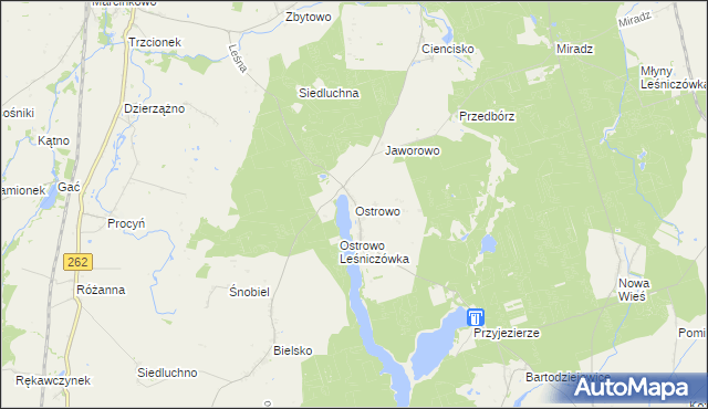 mapa Ostrowo gmina Strzelno, Ostrowo gmina Strzelno na mapie Targeo