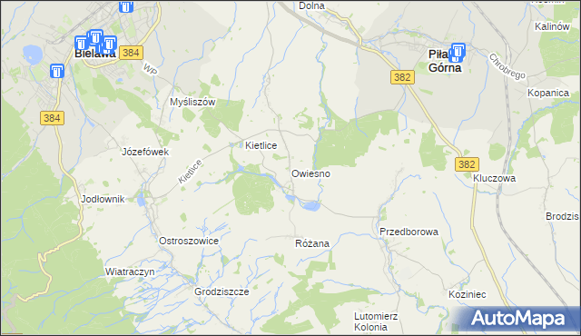 mapa Owiesno, Owiesno na mapie Targeo