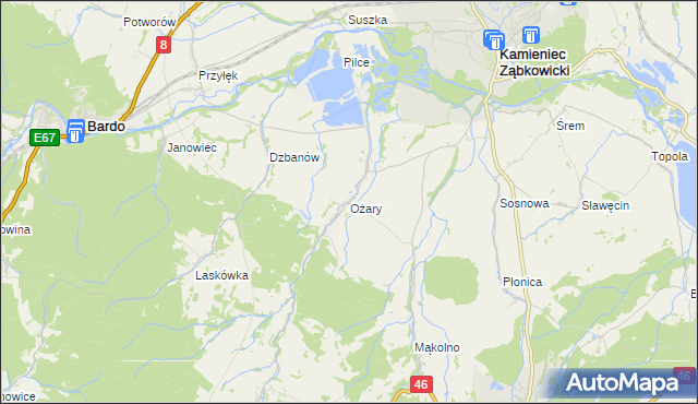 mapa Ożary, Ożary na mapie Targeo