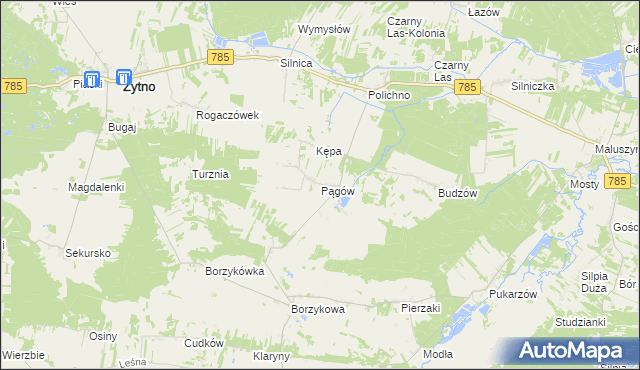 mapa Pągów gmina Żytno, Pągów gmina Żytno na mapie Targeo