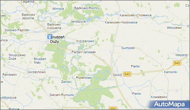 mapa Parzeń, Parzeń na mapie Targeo