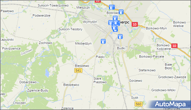mapa Piaski gmina Sierpc, Piaski gmina Sierpc na mapie Targeo