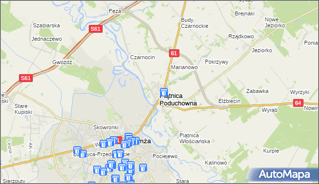 mapa Piątnica Poduchowna, Piątnica Poduchowna na mapie Targeo