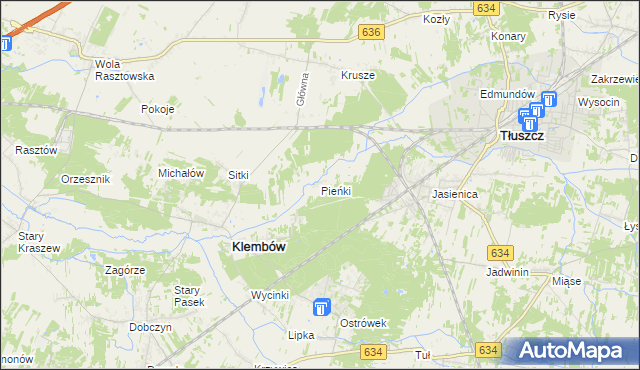 mapa Pieńki gmina Klembów, Pieńki gmina Klembów na mapie Targeo
