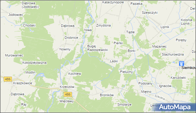 mapa Pieńki Laskowskie, Pieńki Laskowskie na mapie Targeo