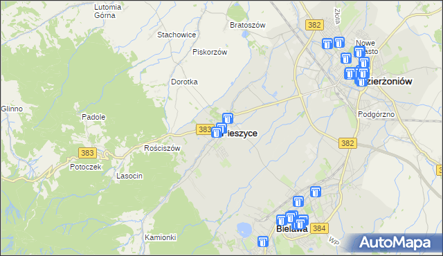 mapa Pieszyce, Pieszyce na mapie Targeo