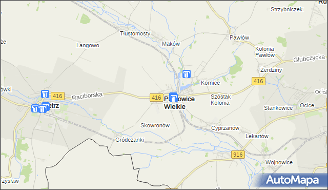 mapa Pietrowice Wielkie, Pietrowice Wielkie na mapie Targeo