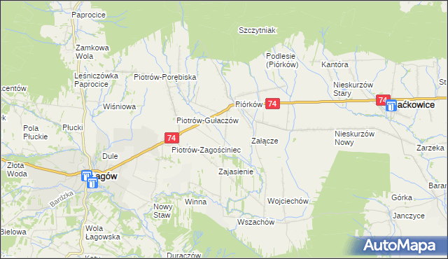 mapa Piórków-Kolonia, Piórków-Kolonia na mapie Targeo