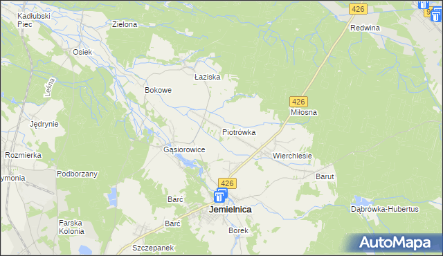 mapa Piotrówka gmina Jemielnica, Piotrówka gmina Jemielnica na mapie Targeo