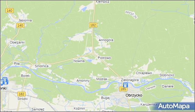 mapa Piotrowo gmina Obrzycko, Piotrowo gmina Obrzycko na mapie Targeo