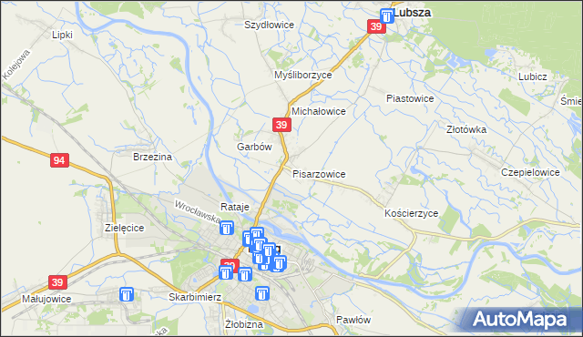 mapa Pisarzowice gmina Lubsza, Pisarzowice gmina Lubsza na mapie Targeo