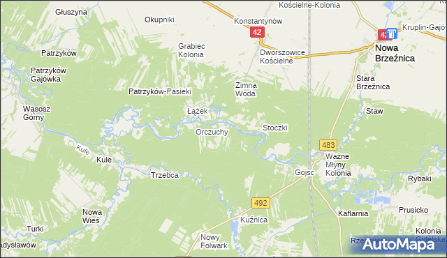 mapa Płaczki gmina Nowa Brzeźnica, Płaczki gmina Nowa Brzeźnica na mapie Targeo