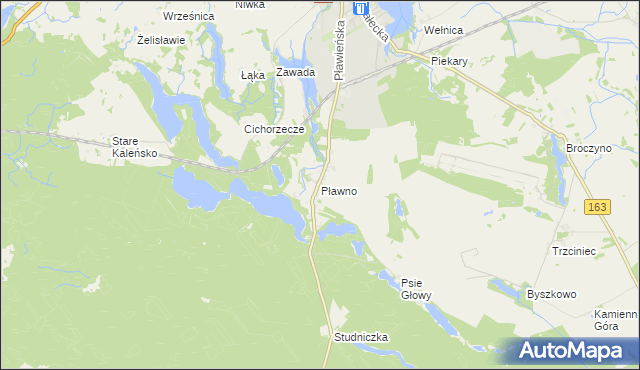 mapa Pławno gmina Czaplinek, Pławno gmina Czaplinek na mapie Targeo