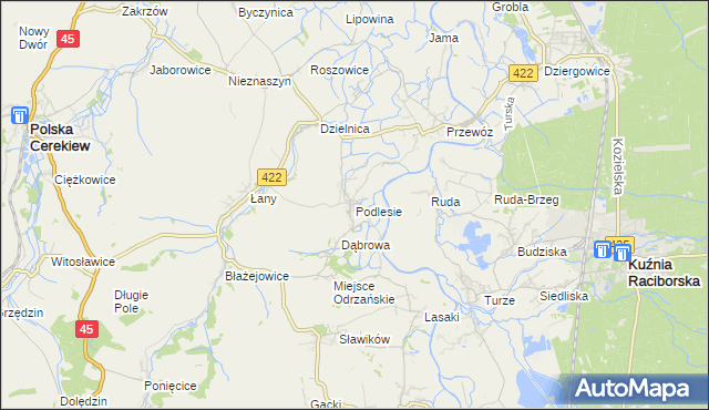 mapa Podlesie gmina Cisek, Podlesie gmina Cisek na mapie Targeo