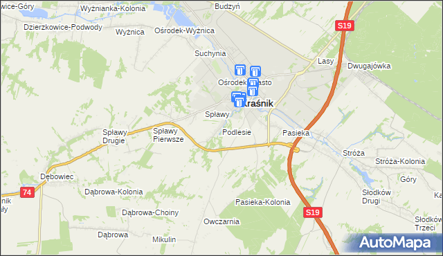 mapa Podlesie gmina Kraśnik, Podlesie gmina Kraśnik na mapie Targeo