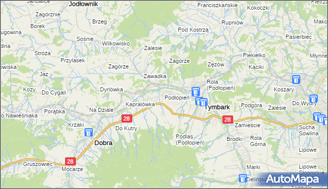 mapa Podłopień, Podłopień na mapie Targeo