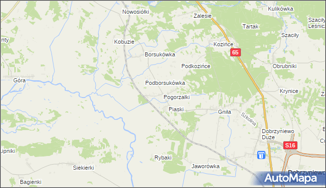 mapa Pogorzałki gmina Dobrzyniewo Duże, Pogorzałki gmina Dobrzyniewo Duże na mapie Targeo