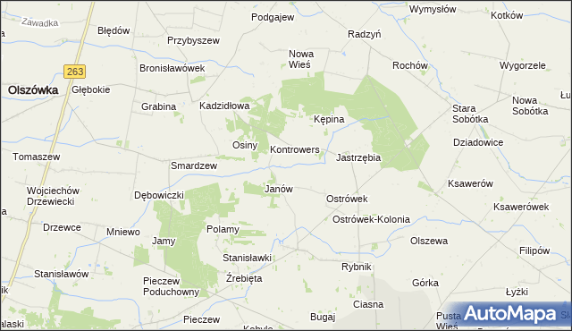 mapa Pokrzywnia gmina Grabów, Pokrzywnia gmina Grabów na mapie Targeo