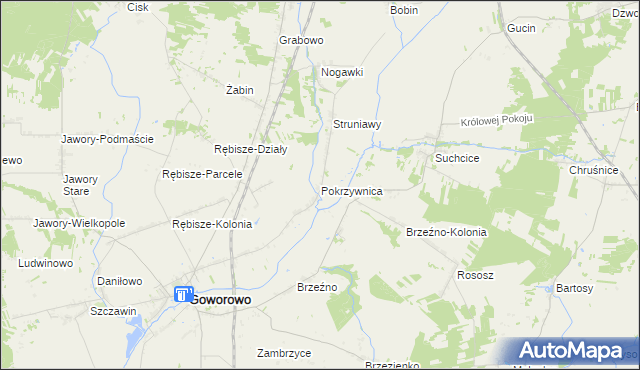 mapa Pokrzywnica gmina Goworowo, Pokrzywnica gmina Goworowo na mapie Targeo