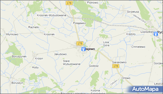 mapa Połajewo powiat czarnkowsko-trzcianecki, Połajewo powiat czarnkowsko-trzcianecki na mapie Targeo