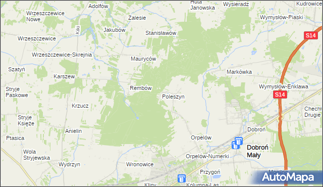 mapa Poleszyn, Poleszyn na mapie Targeo