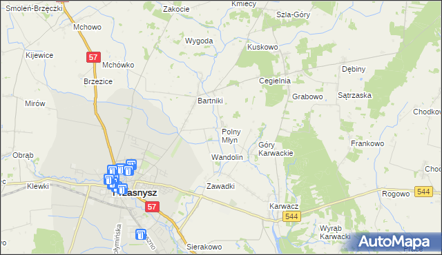 mapa Polny Młyn gmina Przasnysz, Polny Młyn gmina Przasnysz na mapie Targeo
