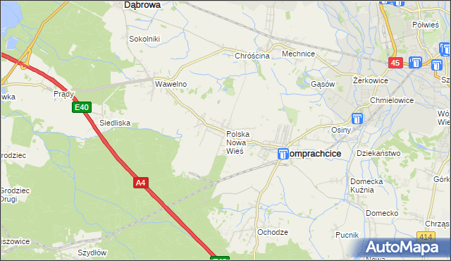 mapa Polska Nowa Wieś, Polska Nowa Wieś na mapie Targeo